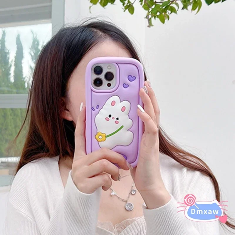 Милый 3D силиконовый чехол с кроликом для Vivo V23 женская модель V21 V21S S17 Pro S15 S10 S9E