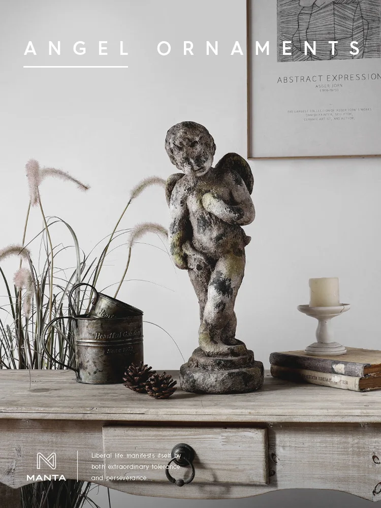 

Nordic Creative Figurines Retro Nostalgic Creative Magnesium Oxide Angel Room Decor Desk Decoration Miniatures Interior Home