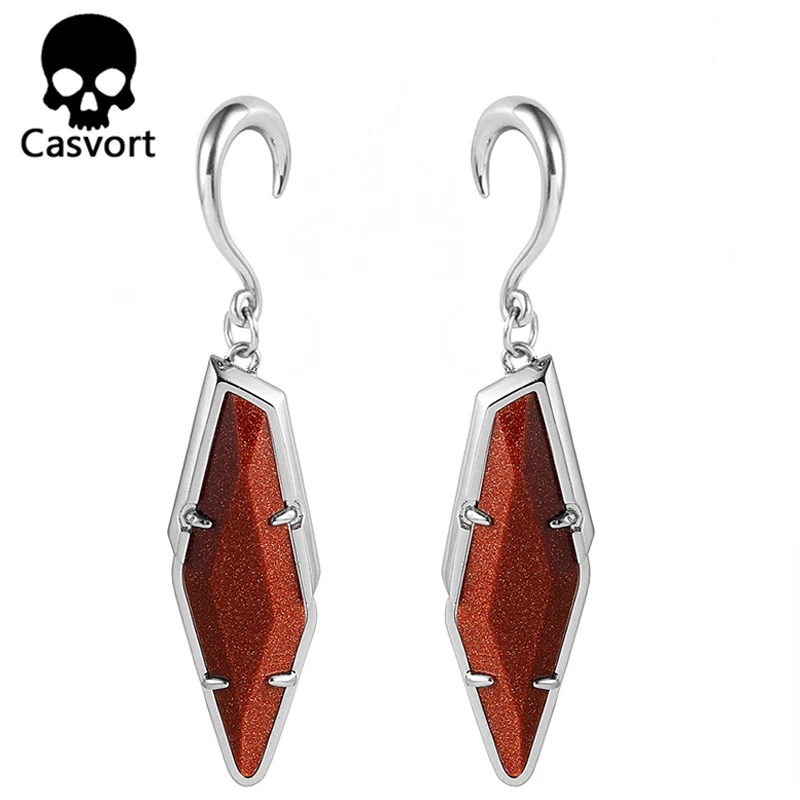 

Серьги-подвески женские с полудрагоценным камнем и родиевым покрытием