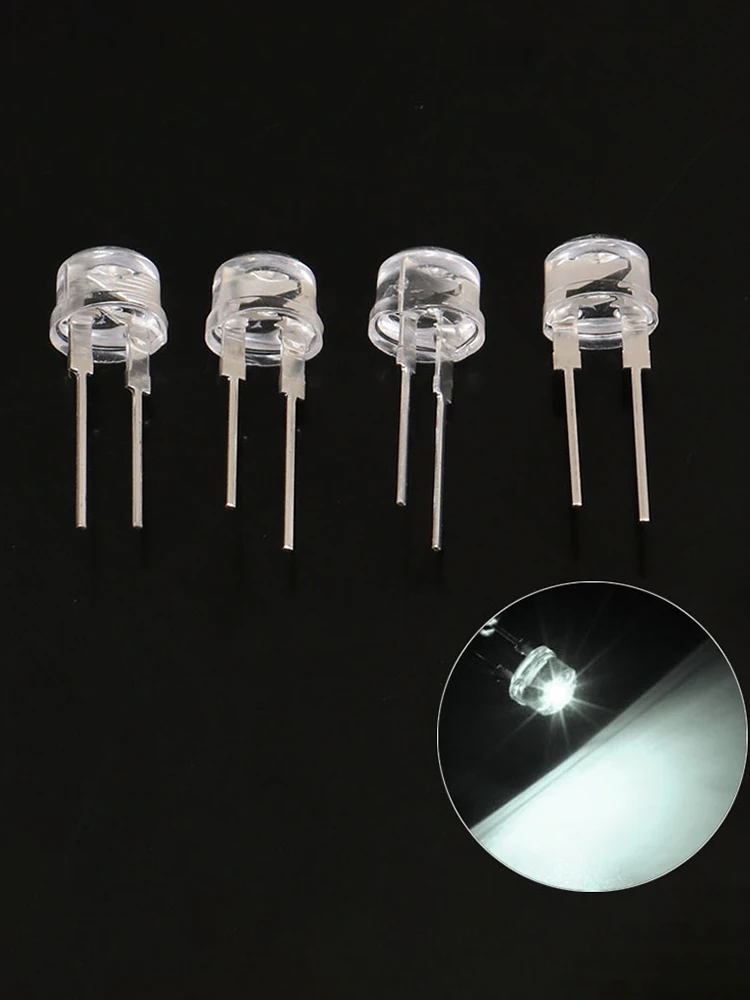 

20Pcs LED 8mm Straw Hat Lamp Bead White Cold Light 0.75W Big chips F8MM Hight Power Hat Light-emitting Diode