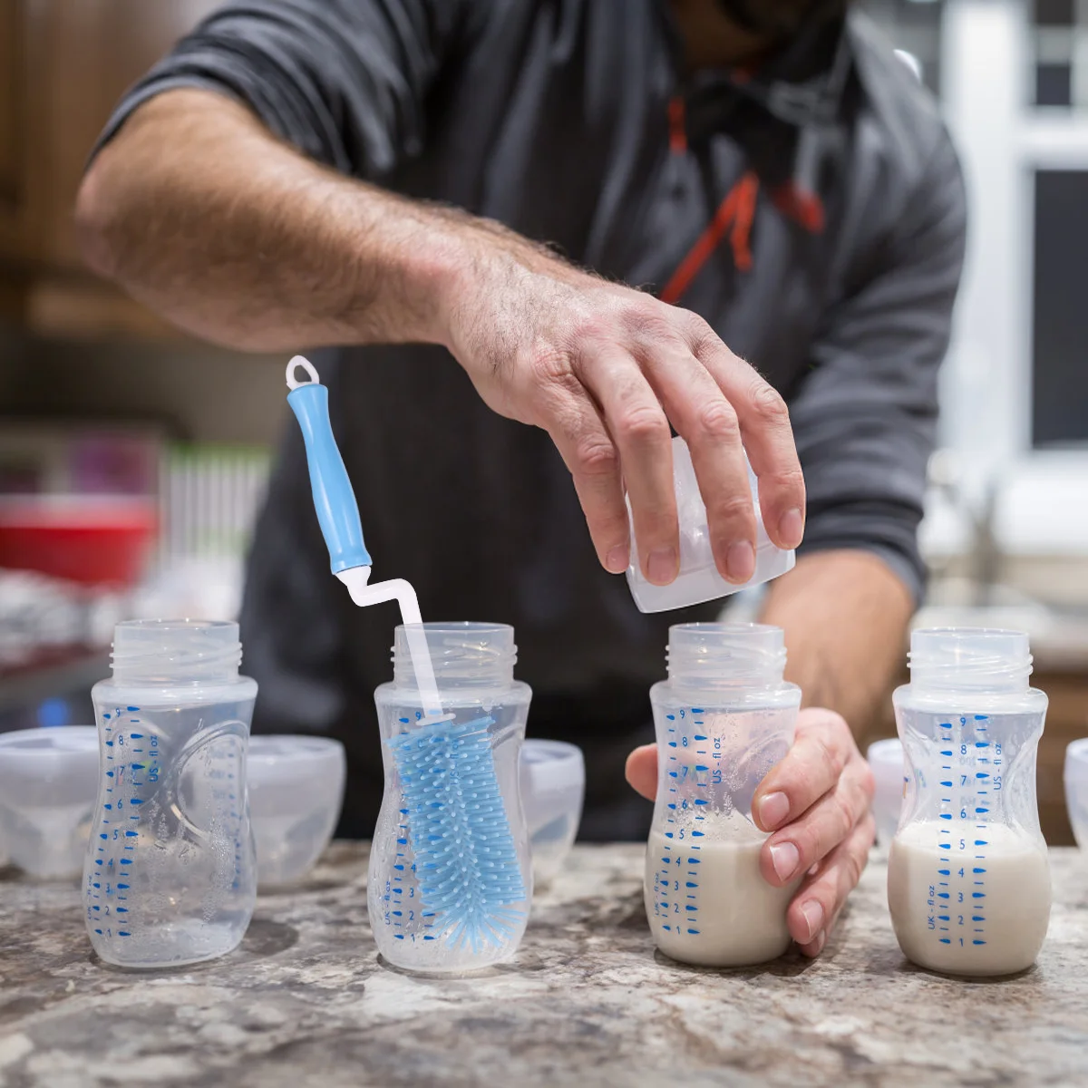 

Brush Bottle Cleaner Baby Set Pacifiermamhandle Rotating Nursing Feeding Water Feeder Cleaning