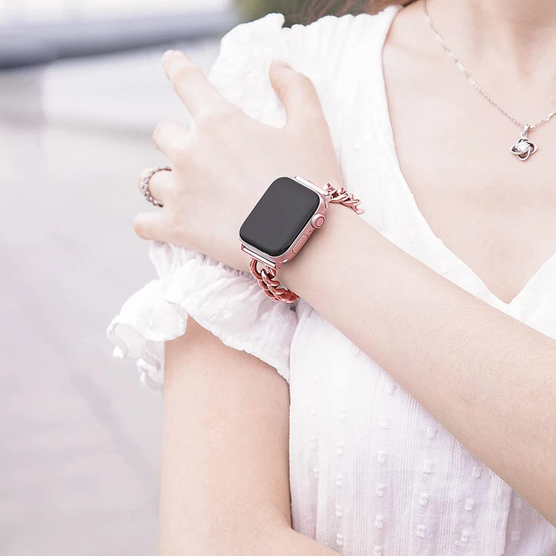 Stainless steel Strap for Apple Watch band 41mm 45mm 40mm 44mm 38mm 42mm Metal Link Bracelet for iWatch 7 6 SE 5 4 Women Correa