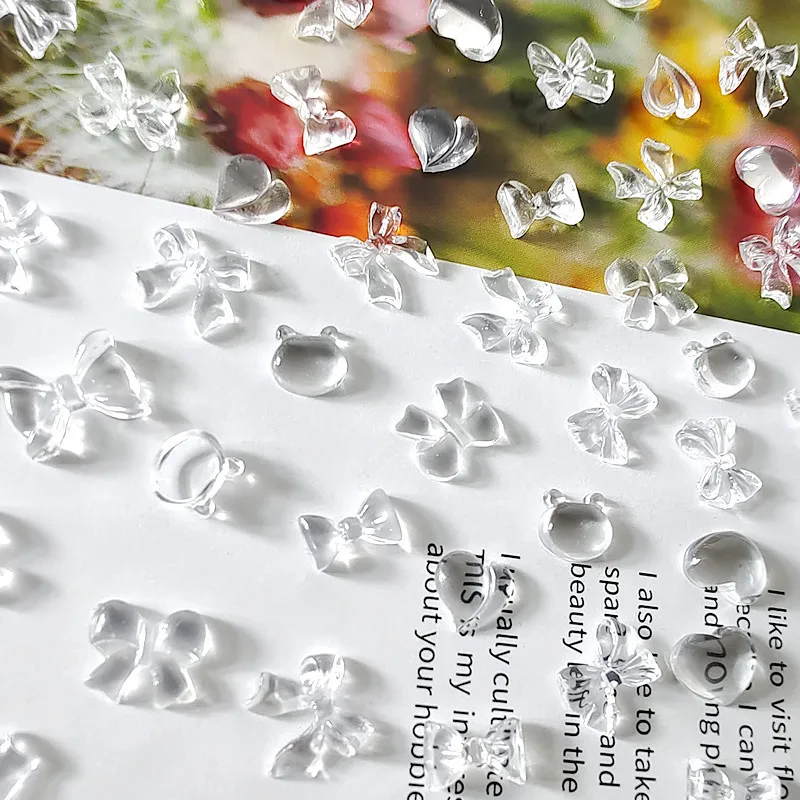 2022 Волшебные ледяные прозрачные банты для украшения ногтей/Сердце/голова