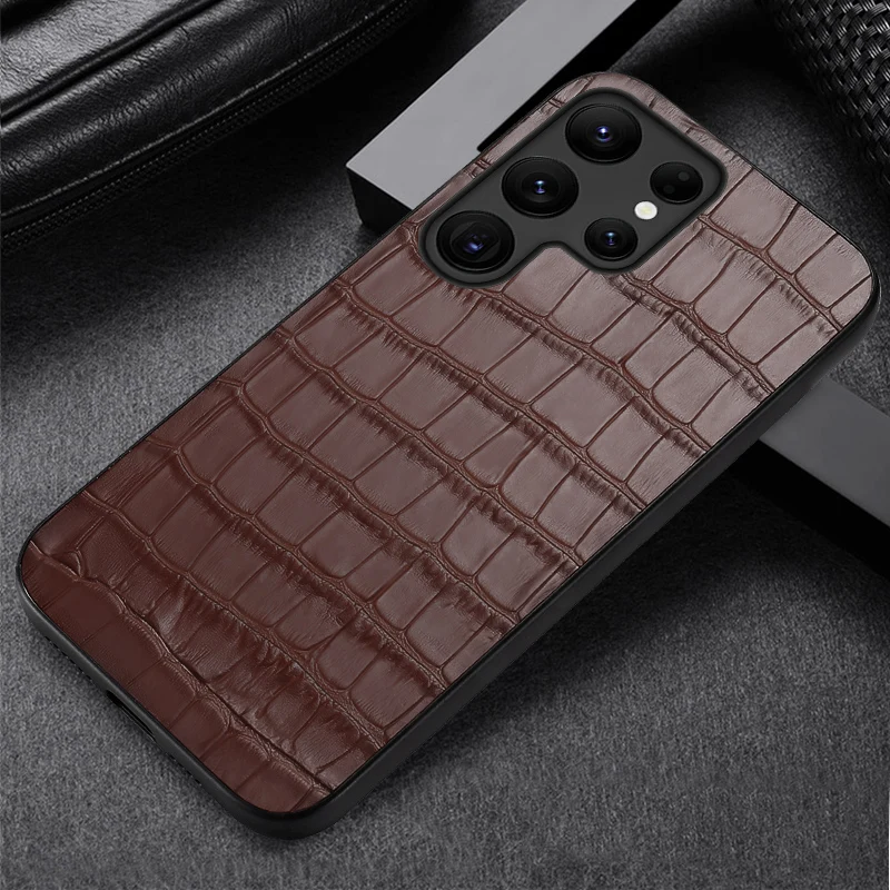 Genuine Leather Stone Grain Cover Case For Samsung Galaxy S22 S21 Ultra S20 S21 FE S9 S10 S22 Plus Note 20 10 A52S A52 A51  A71