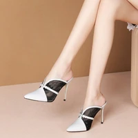 ladies fashion sandals 2022 new summer pointed toe crystal high heels banquet mesh rhinestone womens shoes slippers zapatos de