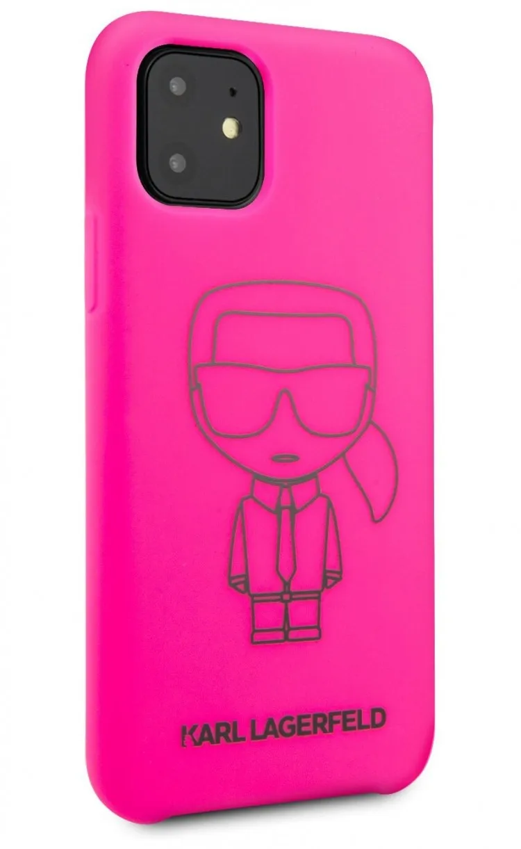 Чехол CG Mobile Karl Lagerfeld Liquid silicone Ikonik outlines Hard для iPhone 11 цвет Розовый/Черный - купить по
