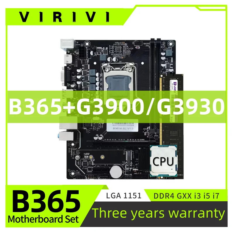 

VIRIVI B365 DDR4 Motherboard Set With G3930 G3900 LGA1151 CPU*1 match DDR4 desktop memory