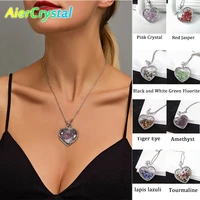 fashion natural crystal broken heart shaped womens jewelry necklace exquisite creative wild couple chakra pendant