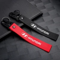 1pcs car badge ribbon lanyard key chain keyrings auto accessorie for hyundai tucson i30 i20 i10 ix20 ix30 ix35 accent solaris