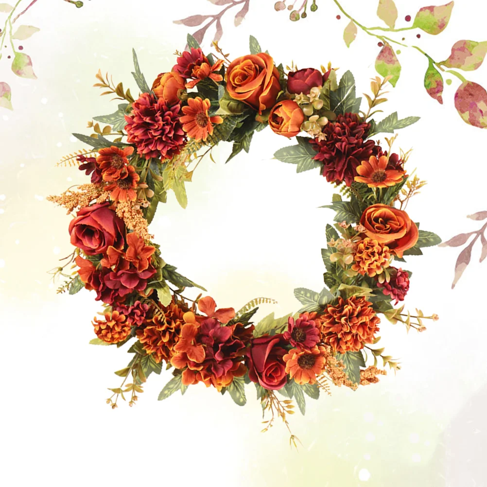 

1PC Wreaths for Front Door Green Leaf Wreath Artificial Green Leaves Wreath Artificial Wreath Artificial Fall Wreath