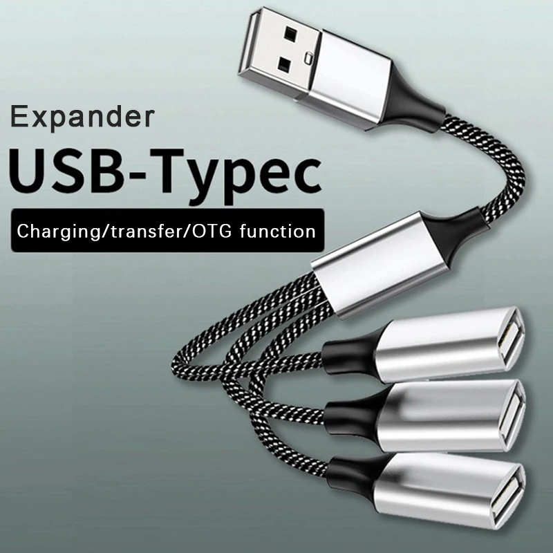 

25cm USB Type C Hub Extensions 4 Port USB Cable Splitter OTG High Speed Transfer Adapter Portable Converter For PC Laptop