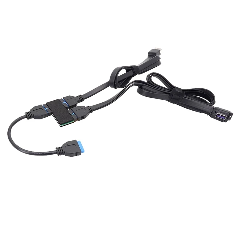 

3.0 19Pin 1 To 2 Header Extension Wire Black USB HUB With Adopting Chip And Modular Cable Line And Expansion Card