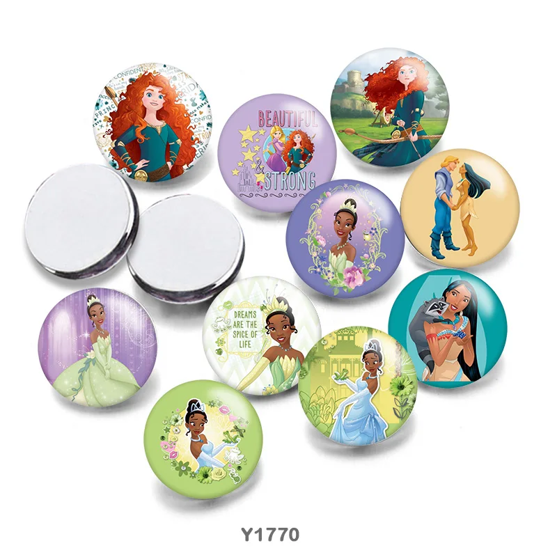 

Disney Merida Tiana Pocahontas Round Photo Glass Cabochon 12mm/20mm/25mm Demo Flat Back Making Findings G1770