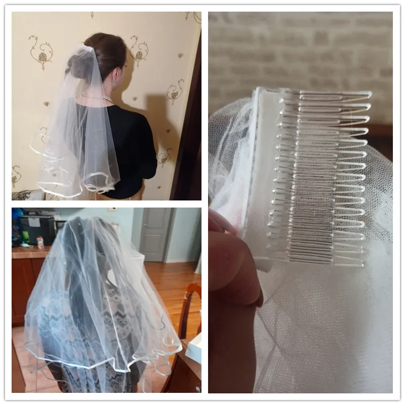 

Simple Short Tulle Wedding Veils Two Layer With Comb White Ivory Bridal Veil for Bride for Marriage Wedding Accessories 2022