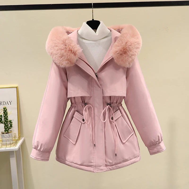 Winter Jacket Women 2023 Warm Thick Down Cotton Parka Mujer Casual Wool Liner  Overcoat Hooded Winter Coat Female Clothing