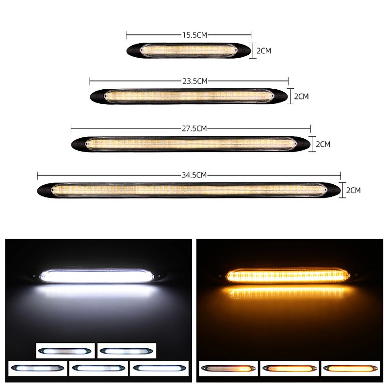 

2 шт. светодиодные автомобильные DRL дневные ходовые огни, автоматический плавный указатель поворота, направляющая полоса, фара, аксессуары для стайлинга автомобилей 12 В