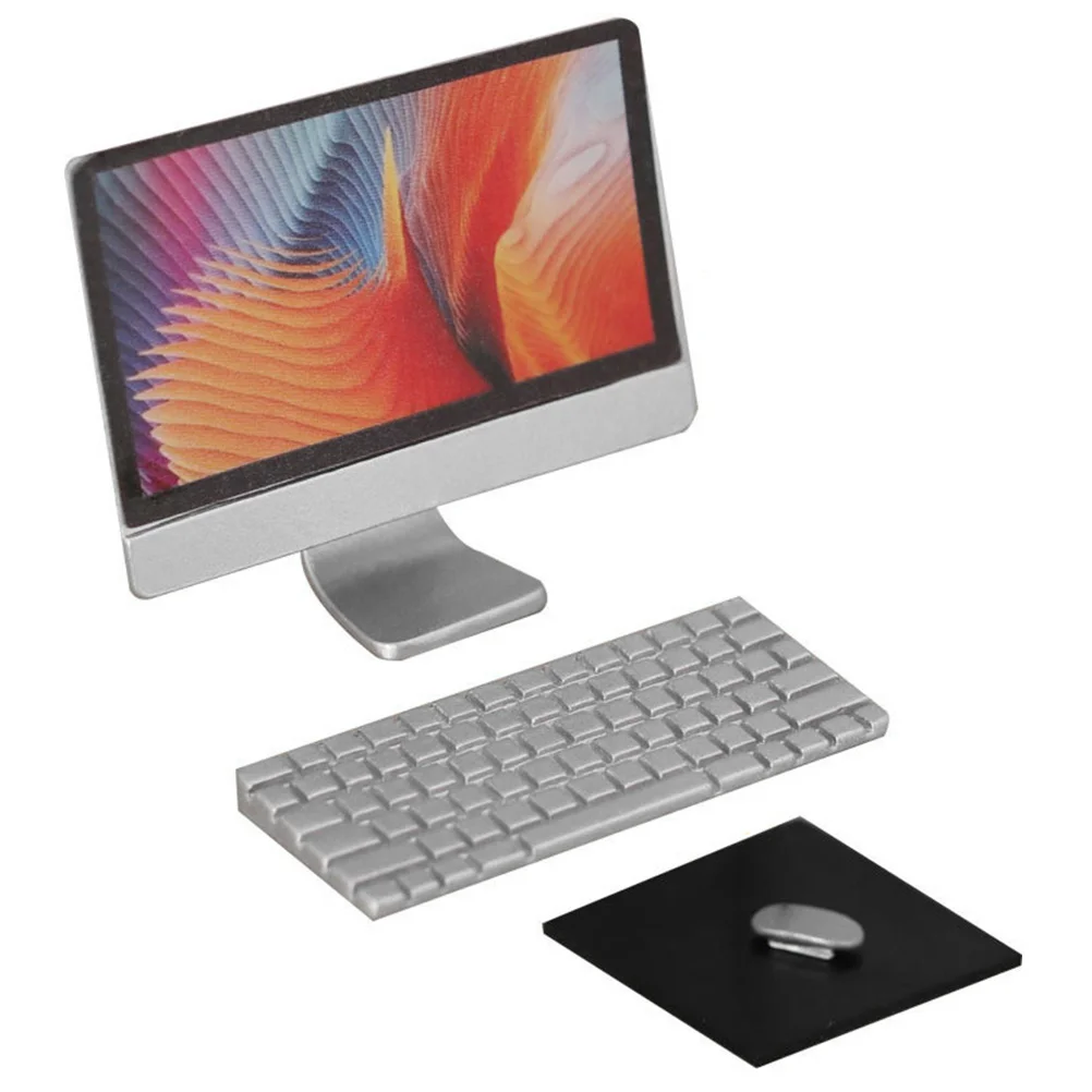 

Miniature Computer Desktop Accessories Furniture House Model Ornament Laptop Keyboard Office Miniatures Decor