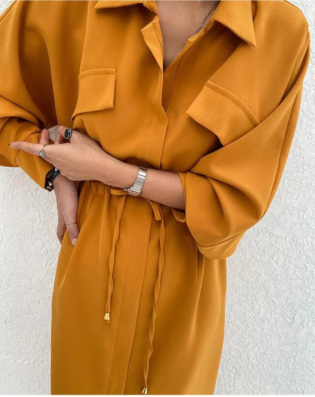 

SuperAen 2022 Новое Женское Модное Элегантное однотонное платье-рубашка женское осеннее повседневное длинное платье OL