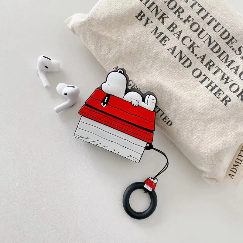 Фото 3D-чехол для наушников с милым мультяшным Снупи для Airpods 4, 2, 3, 1, Pro 3, 2, беспроводных Bluetooth-гарнитур, защитный мягкий чехол с подвеской №3
