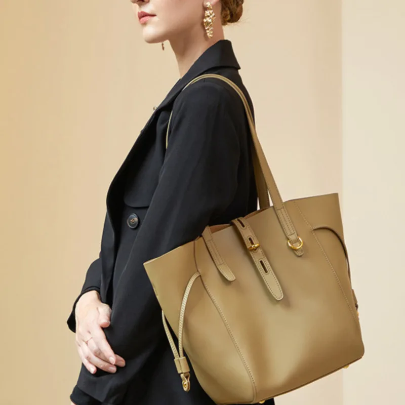Leather Large Capacity Women's Luxury Handbag Shoulder Bag Fall Winter Fashion Women Tote Bag Bucket Bags Ladies Party Bags