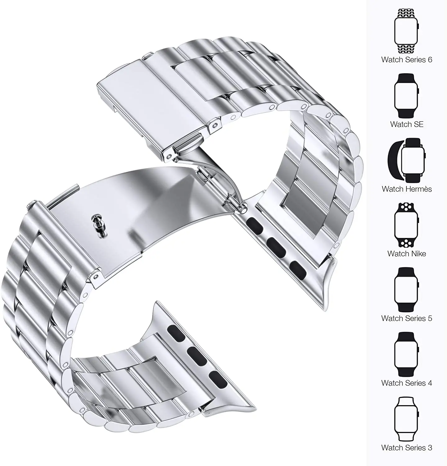 Metal stainless steel strap for Apple watch 45mm 44mm 42mm 40mm 41mm bracelet wristband for iWatch series UItra 8 7 6 5 4 3 SE