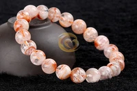 natural orange white sericite snow phantom quartz bracelet crystal clear round beads bracelet 9mm 10mm aaaaa