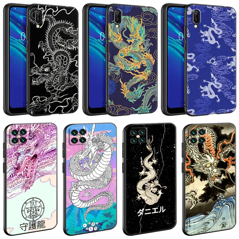 Aesthetic Dragon Vaporwave Case For Huawei  Y9S Y8S Y9A Y7A Y7P Y9 Prime 2019 Y5P Y6P Y8P Y5 Y6 Y7 Prime 2018  Y6S Black Soft