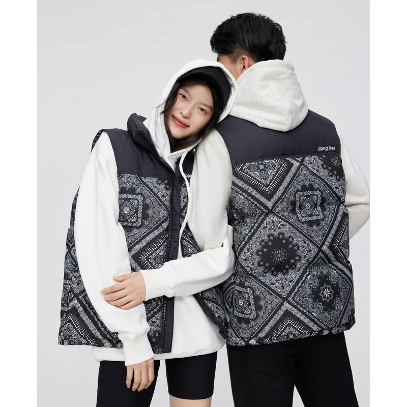 BOSIDENG зимний жилет для мужчин и женщин утепленный воротник-стойка цветной бандана