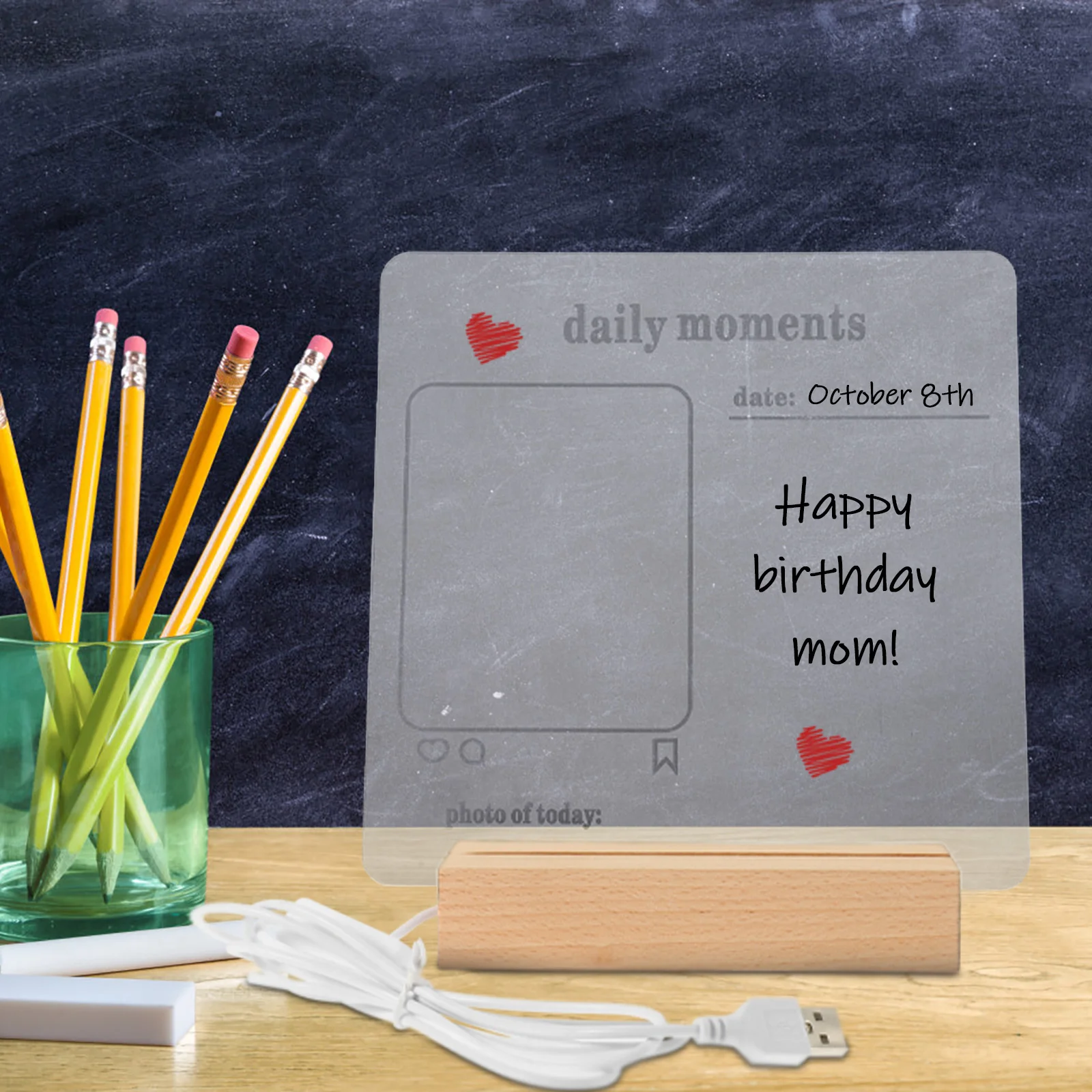 

Led Acrylic Memo Board Lighted Dry Erase Board LED Massage Acrylic Tabletop Memo Erasable Whiteboard Lights Beech