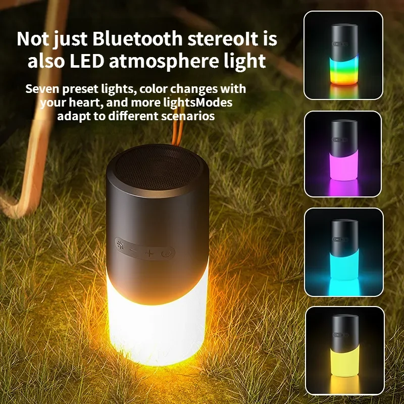 

Bluetooth Speakers Outdoor Camping Wireless Mini Speaker Colorful LED Subwoofer Portable Bluetooth 5.3 Stereo Atmosphere Lights