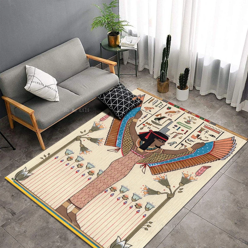 

Ancient Egypt Anubis Eye Of Horus Hieroglyphic Egyptian Goddess Isis Flannel Carpet By Ho Me Lili For Floor Decor Doormat