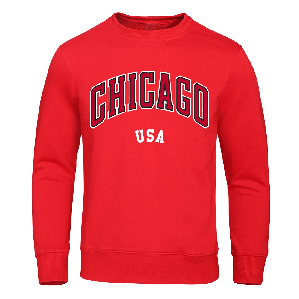 

Мужская толстовка с капюшоном Чикаго, город в США, теплый пуловер, худи, осенняя флисовая толстовка, повседневная мужская толстовка с круглым вырезом