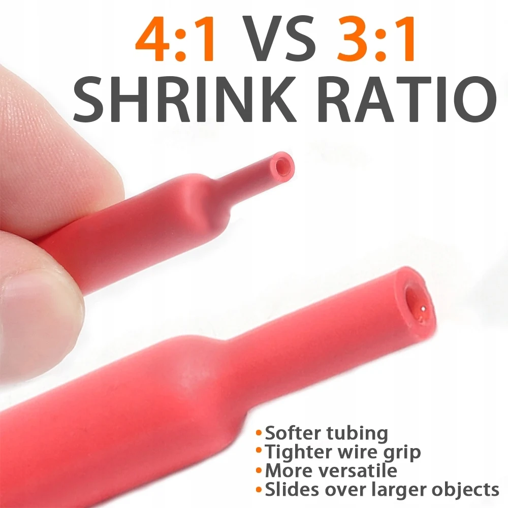 190 шт. термоусадочные трубки 4:1 термостойкая трубка термоусадочная упаковка