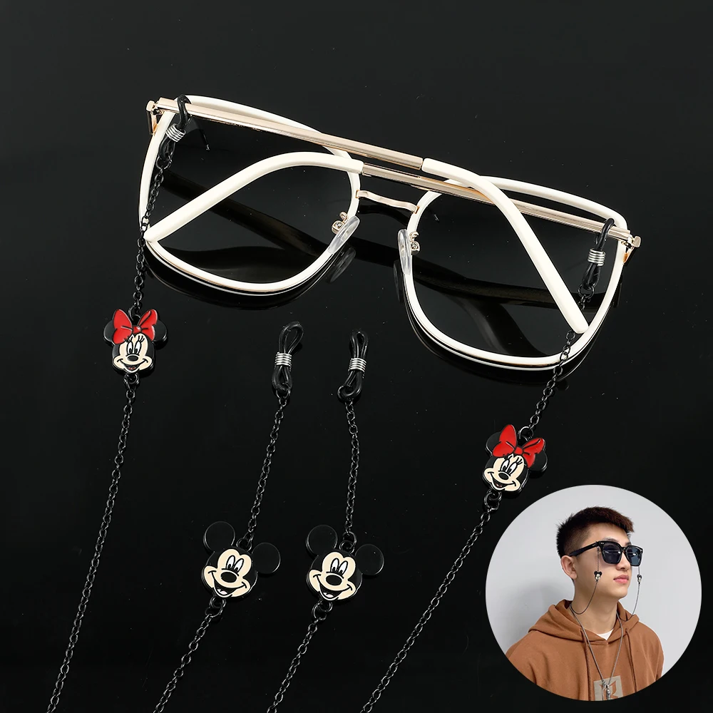 

Disney Cartoon Mickey Mouse Sunglass Chains Lanyards Eyewear Accessories Cute Minnie Stitch Anti-Falling Glasses Cord Necklace