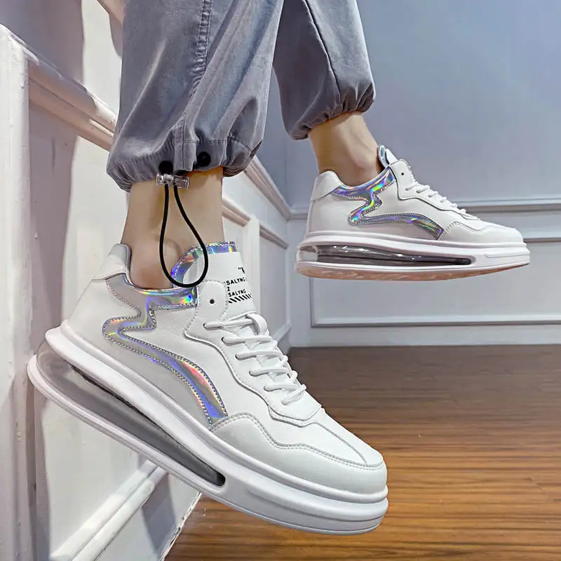 

Кроссовки мужские спортивные на толстой подошве, повседневная обувь для бега, спортивные брендовые, для мальчиков, белые