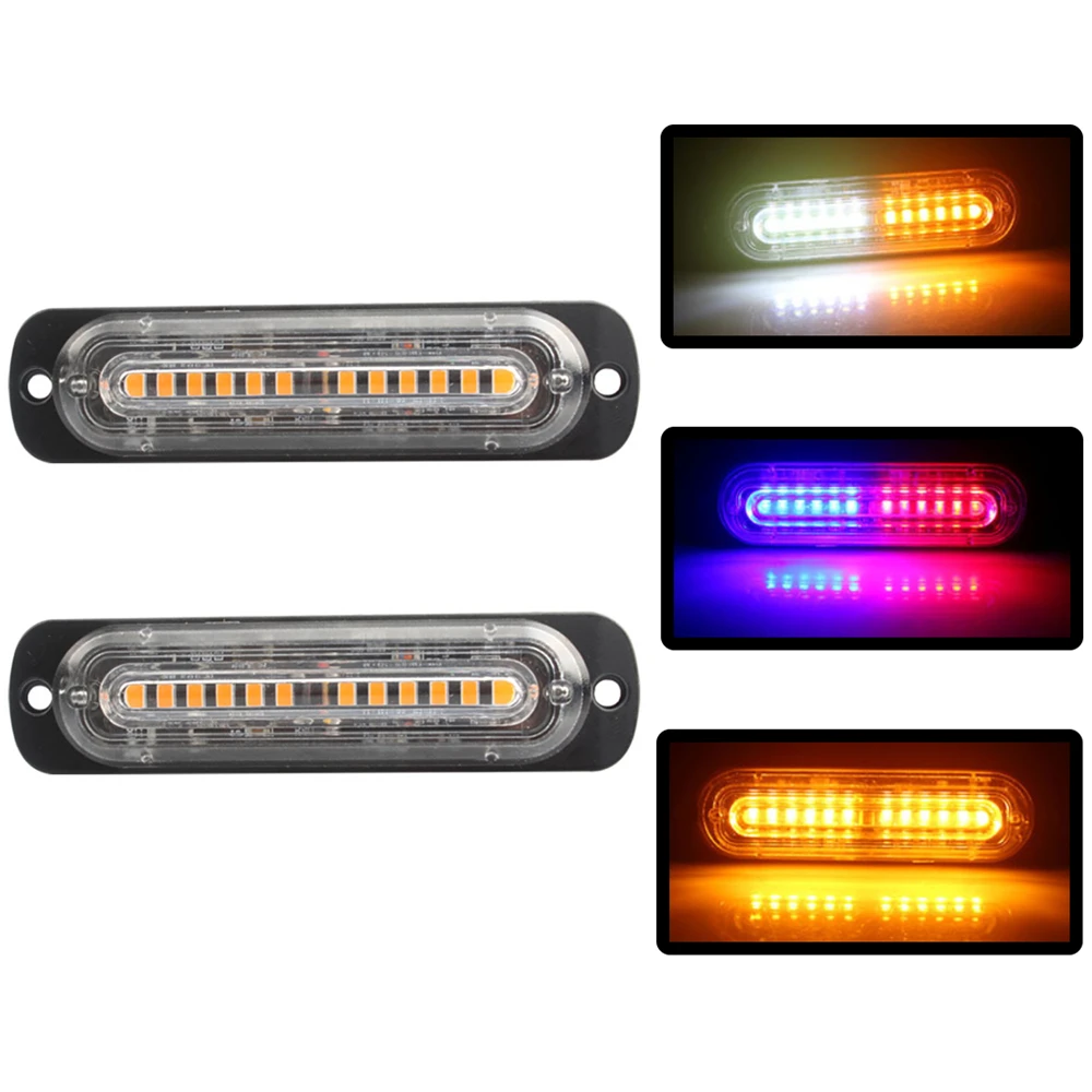 

2Pcs LED Stroboscopes Flashing Light 12V 24V Strobe Car Police Light Red Blue Motorcycle Dynamic Flash Lamps Side Marker