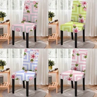striped floral print stretch chair cover high back dustproof home dining room decor chairs living room lounge chair office chair