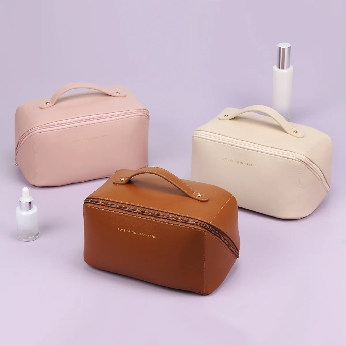 

High-capacity Makeup Bag Storage Pouch For Female Makeup Box Large Pu Leather Travel Cosmetic Bag For Women Cosmetic Organizer