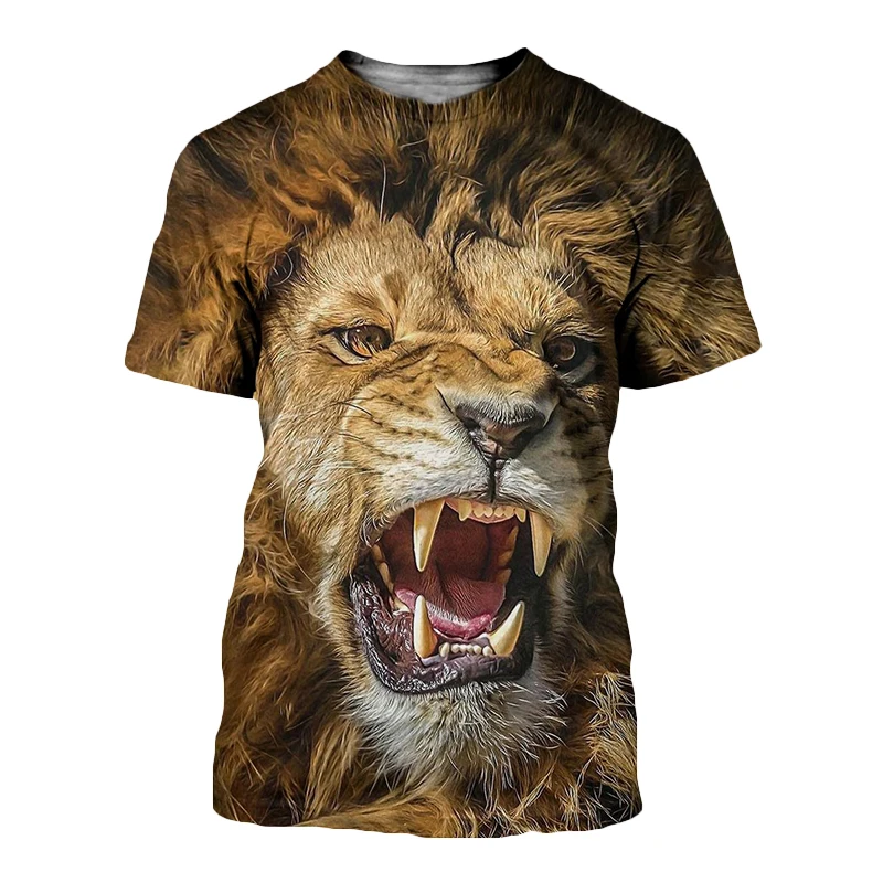 

2022 3D T-shirt Men Women Animals King Lions Print Short Sleeves Tees Shirts Summer Tops Streetwear Harajuku