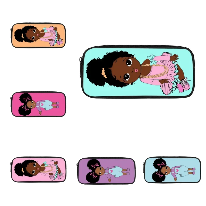 

Kawaii Makeup Bag for Lady Cartoon Africa Girls Pattern Pencil Case School Supplies Portable Casual Children Boy Girl Pencilcase