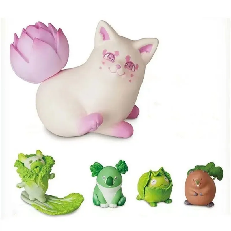 

Kawaii Toy Figure Model Doll Japanese Original 3rd Vegetable Elf Green Vegetable Dog Anime Action FiguresFrog Cartoon Decoration
