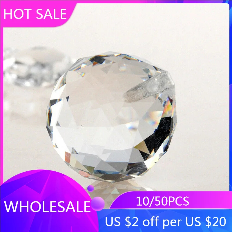 

10Pcs 20mm Clear Crystal Lighting Ball Feng Shui Lamp Ball Prism Rainbow Sun Catcher Home Wedding Party Decoration Wholesale