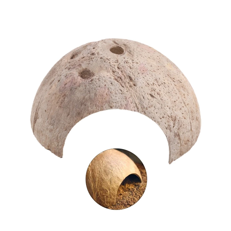 

Reptile Hide Habitat Natural Coconut Shell Lizard Spider Small Animal Cave House
