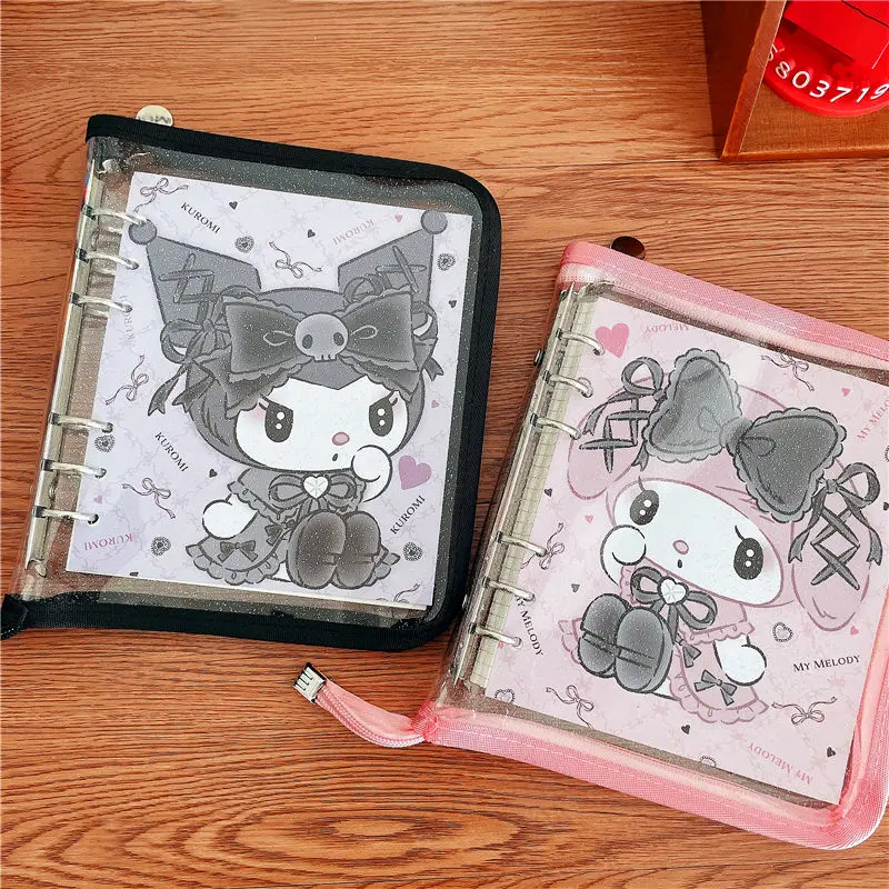 

Kawaii Sanrios Notepad Kuromi My Melody Girl Heart Zipper Handbook Diary Detachable Notebook School Supplies Gifts for Girls