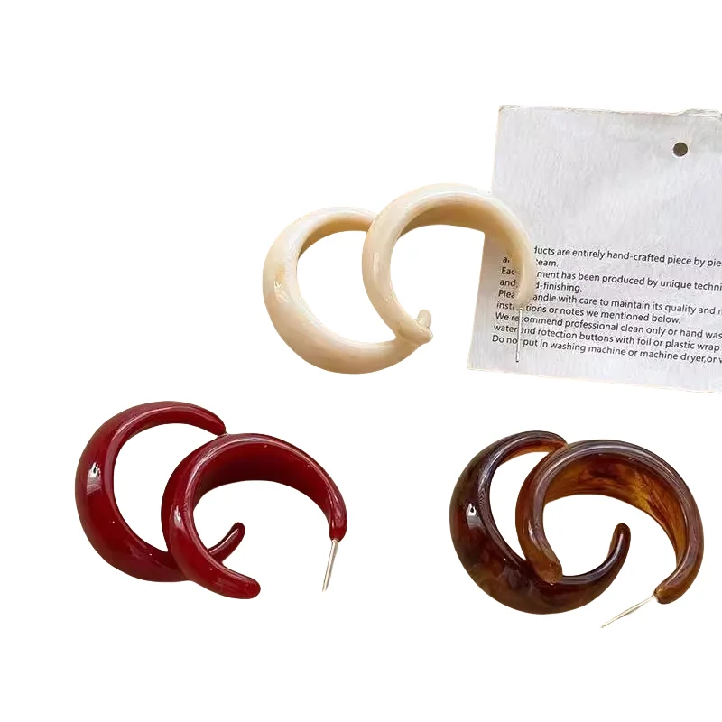 Модные французские серьги из смолы C-образной формы преувеличенные уникальные