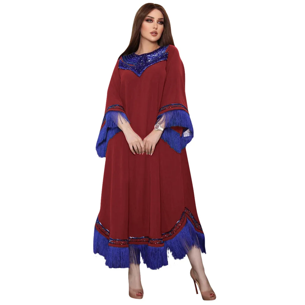 Muslim Arab Middle Eastern Flow Sequin Abaya Dress