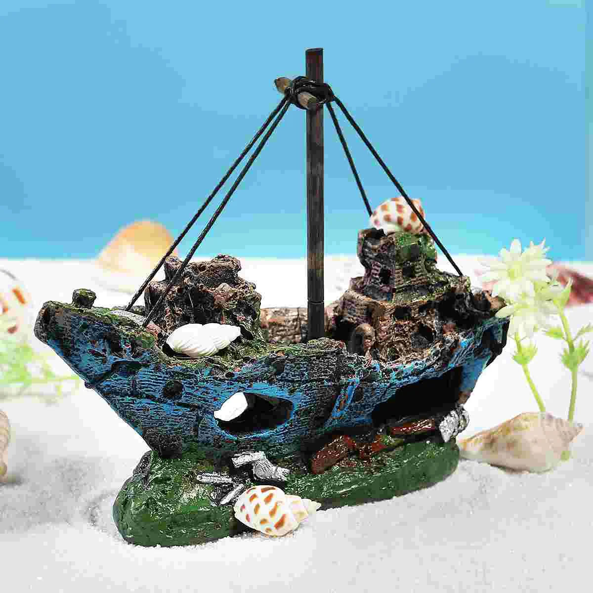 Аквариум Ландшафтный дизайн Смола Рыболовная лодка Декор Орнамент Корабльер