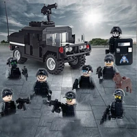 military building block set swat doll off road vehicle brick character gun weapon compatible brick small particle puzzle boy toy