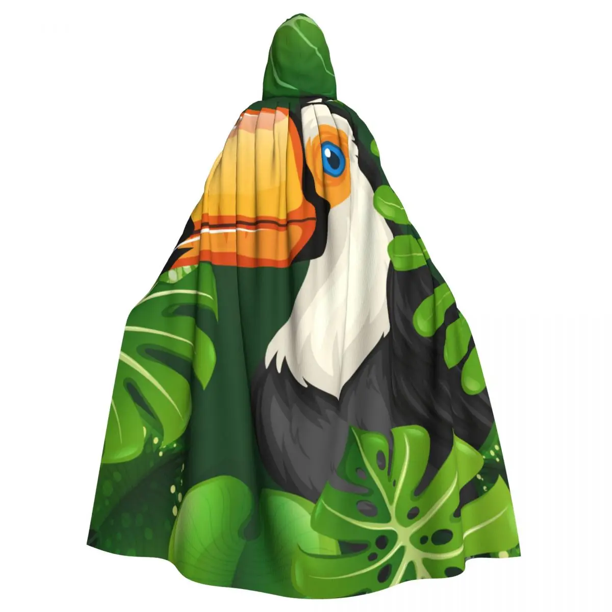 

Adult Cloak Cape Hooded Wild Toucan Forest Medieval Costume Witch Wicca Vampire Elf Purim Carnival Party