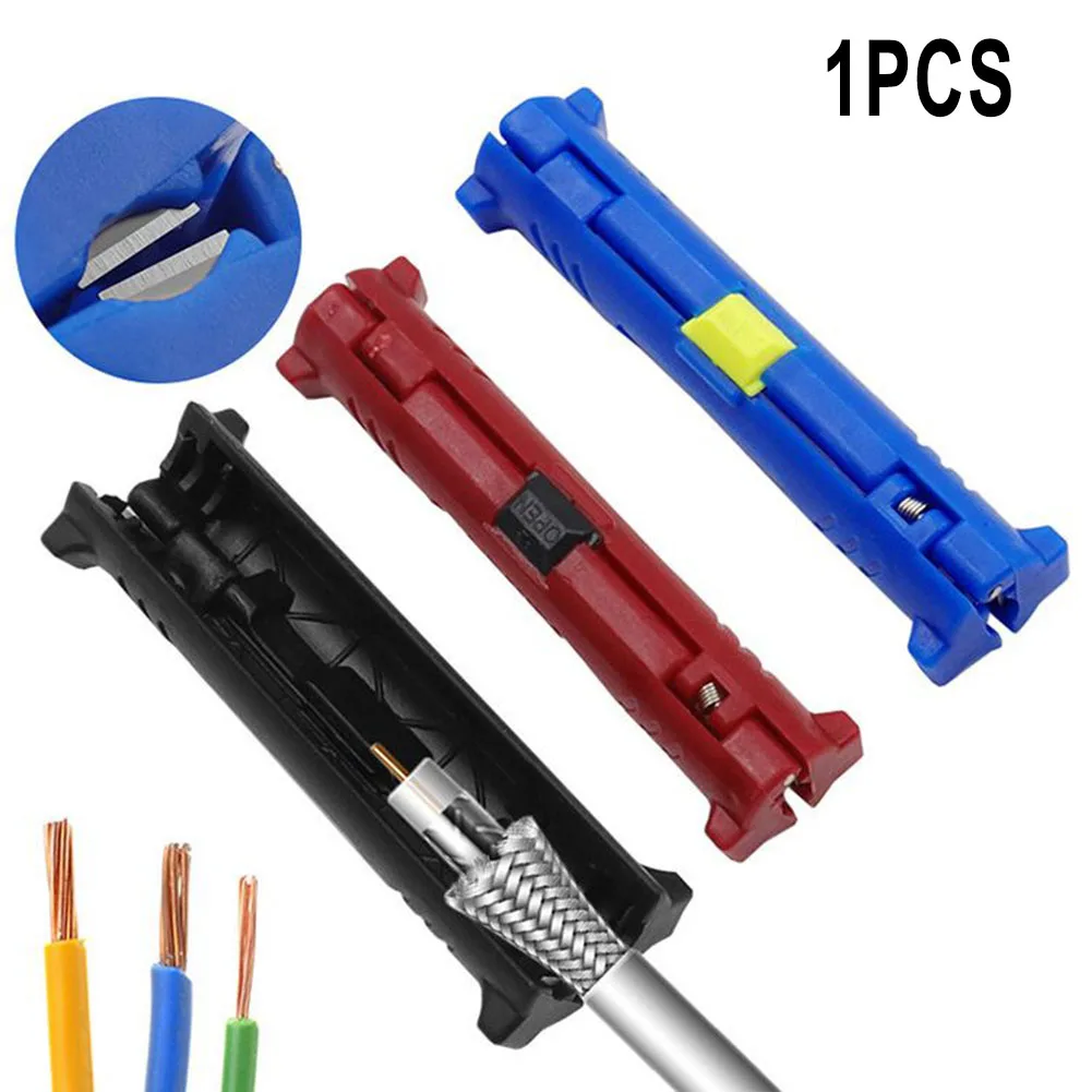 

Electrical Wire Stripper Pen Rotary Coax Coaxial Cable Wire Pen Cutter Audio Video Cable Stripping Tool Round Grip Spring Lever